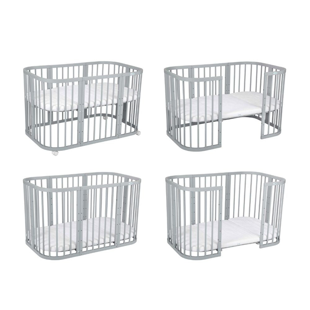 Babybett 7-in-1 – Ein Bett für viele Jahre - mitwachsend | Quadratische Form