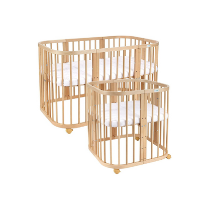 Babybett 7-in-1 – Ein Bett für viele Jahre - mitwachsend | Quadratische Form