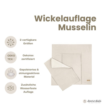 Wickelauflage Musselin mit Unterlage – natürlich & kuschelig für dein Baby