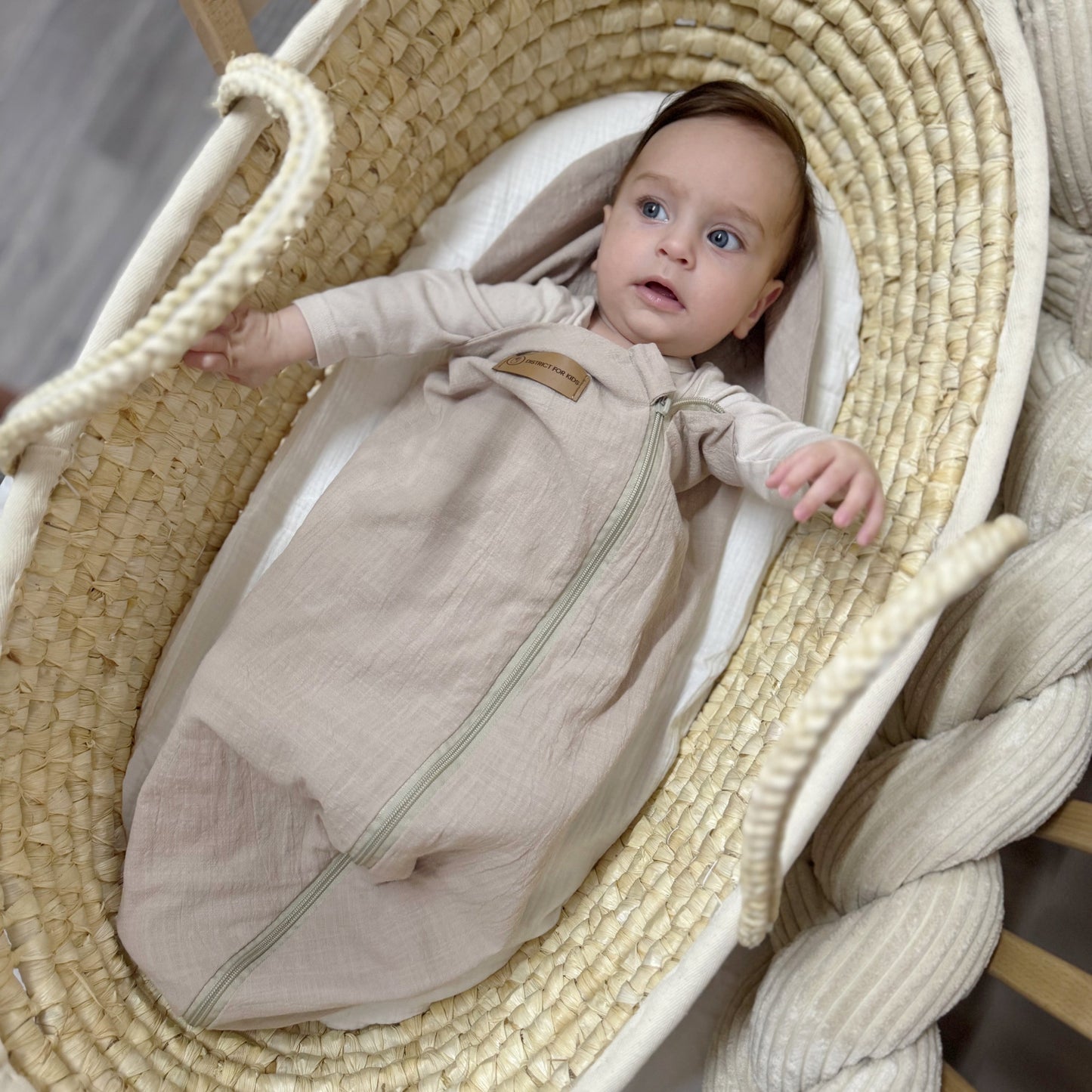 Pucksack Leinen mitwachsend - Atmungsaktiver Babyschlafsack