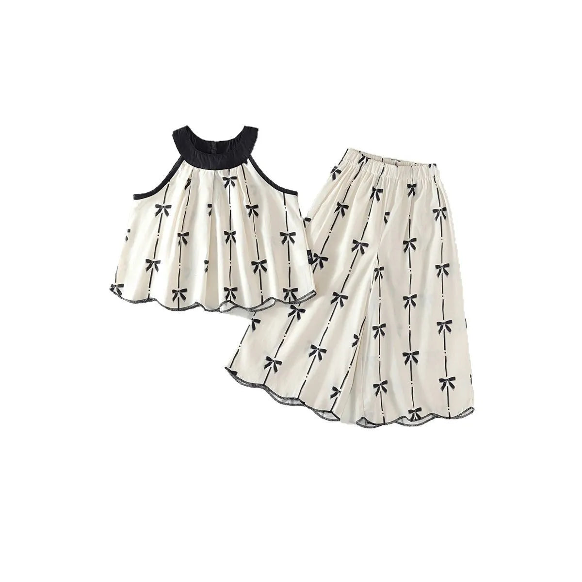 Sommer Zweiteiler – Koreanischer Baumwoll-Look mit Schleife