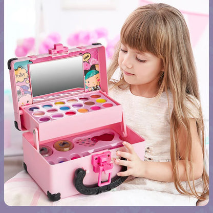 Kinder Schminkspielset – Prinzessinnen-Make-up Box mit Lippenstift & Lidschatten