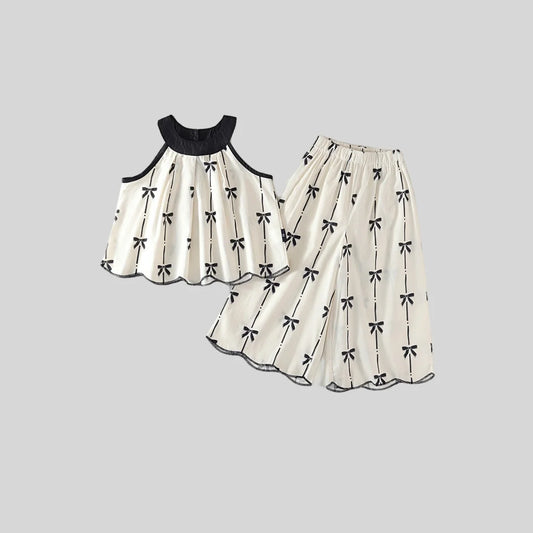 Sommer Zweiteiler – Koreanischer Baumwoll-Look mit Schleife