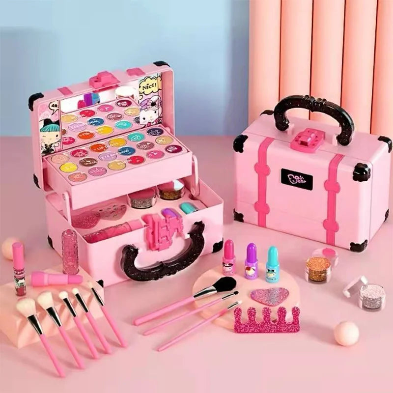 Kinder Schminkspielset – Prinzessinnen-Make-up Box mit Lippenstift & Lidschatten