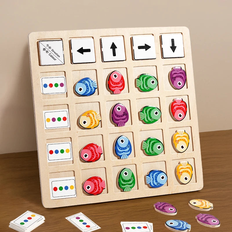 Montessori Lernspiel – „Richtungen erkennen“ Holzspiel zur Förderung logischen Denkens