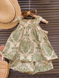 Sommer-Outfit für Mädchen – 2-teiliges Set mit Blumenmuster & Halterneck