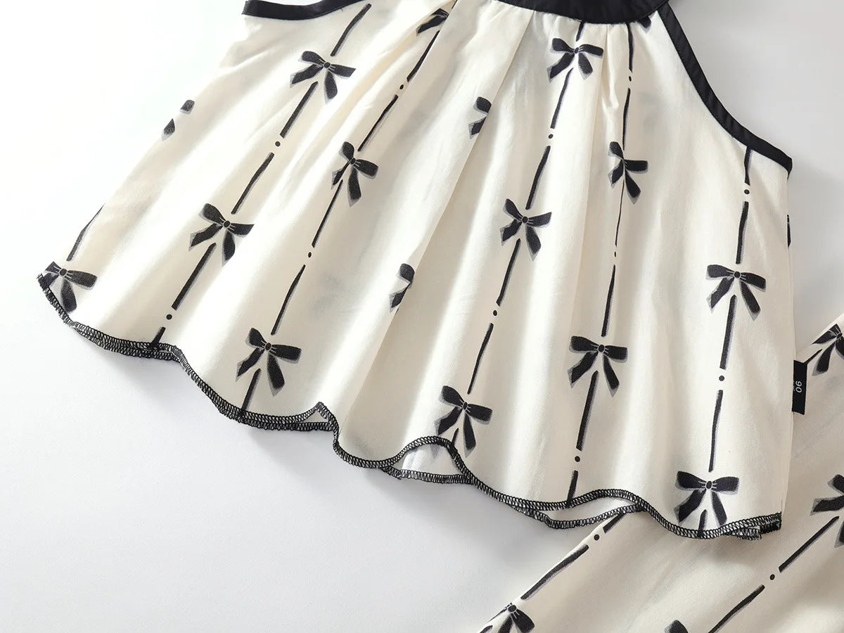 Sommer Zweiteiler – Koreanischer Baumwoll-Look mit Schleife