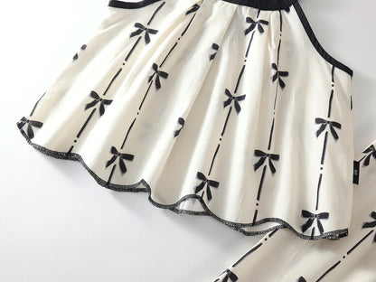Sommer Zweiteiler – Koreanischer Baumwoll-Look mit Schleife