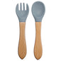 Baby Silikon Löffel & Gabel Set mit Holzgriff – BPA-frei & sicher fürs Essen