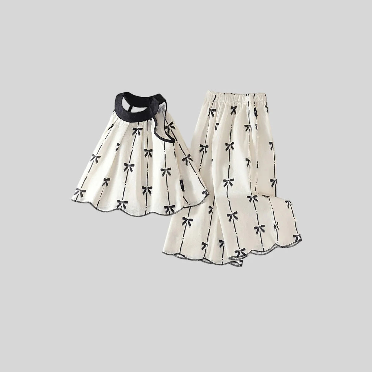Sommer Zweiteiler – Koreanischer Baumwoll-Look mit Schleife