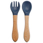 Baby Silikon Löffel & Gabel Set mit Holzgriff – BPA-frei & sicher fürs Essen