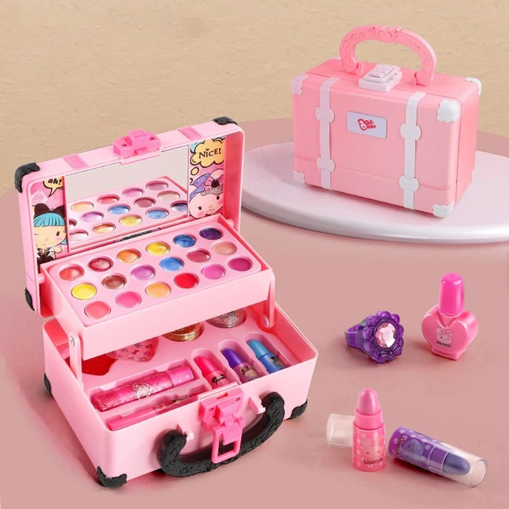 Kinder Schminkspielset – Prinzessinnen-Make-up Box mit Lippenstift & Lidschatten