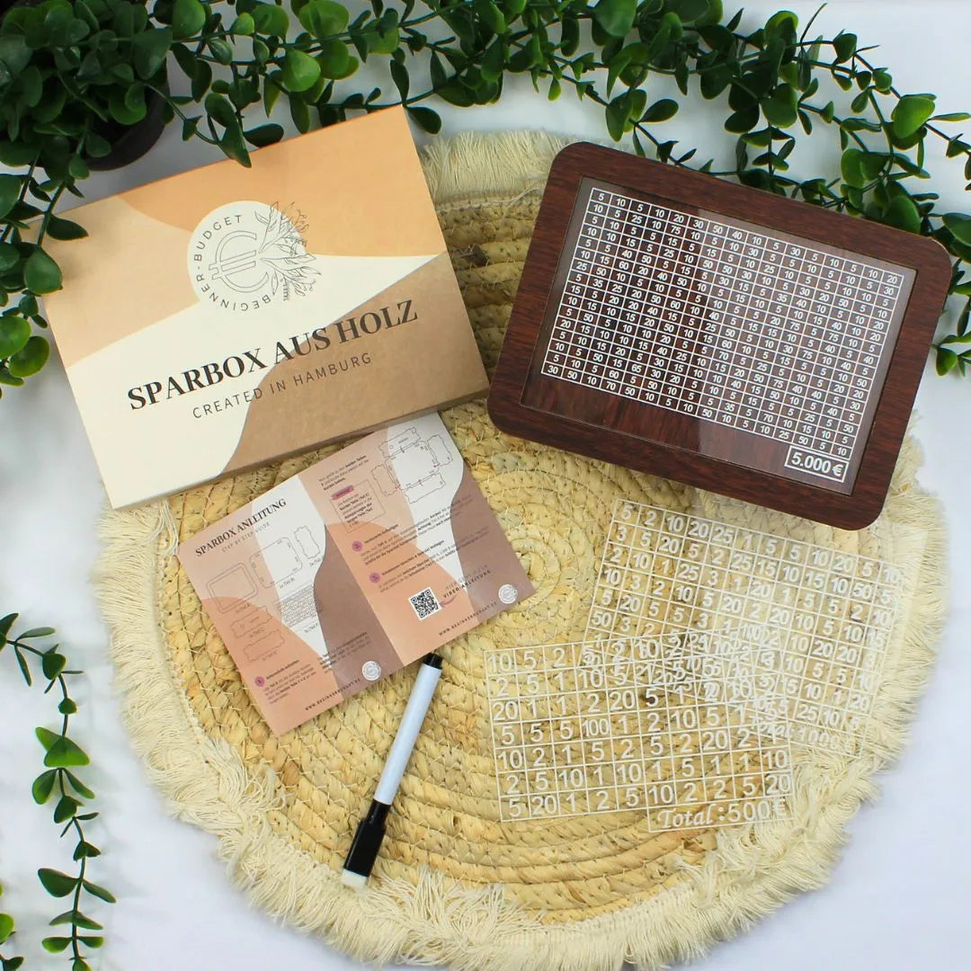Sparbox aus Holz (3 Sparziele)