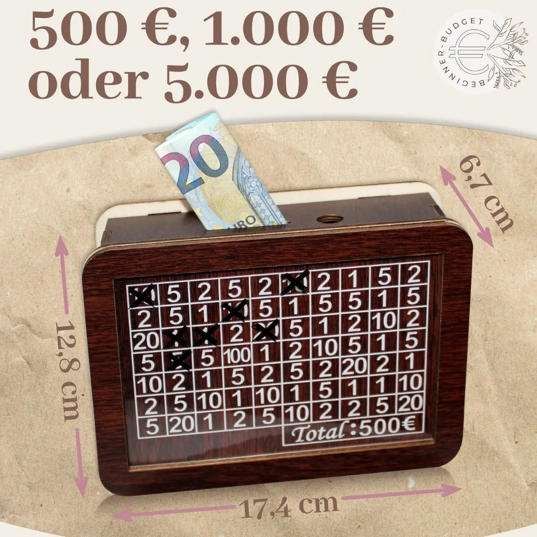 Sparbox aus Holz (3 Sparziele)