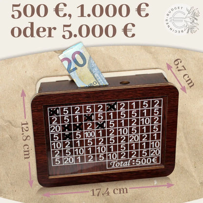 Sparbox aus Holz (3 Sparziele)