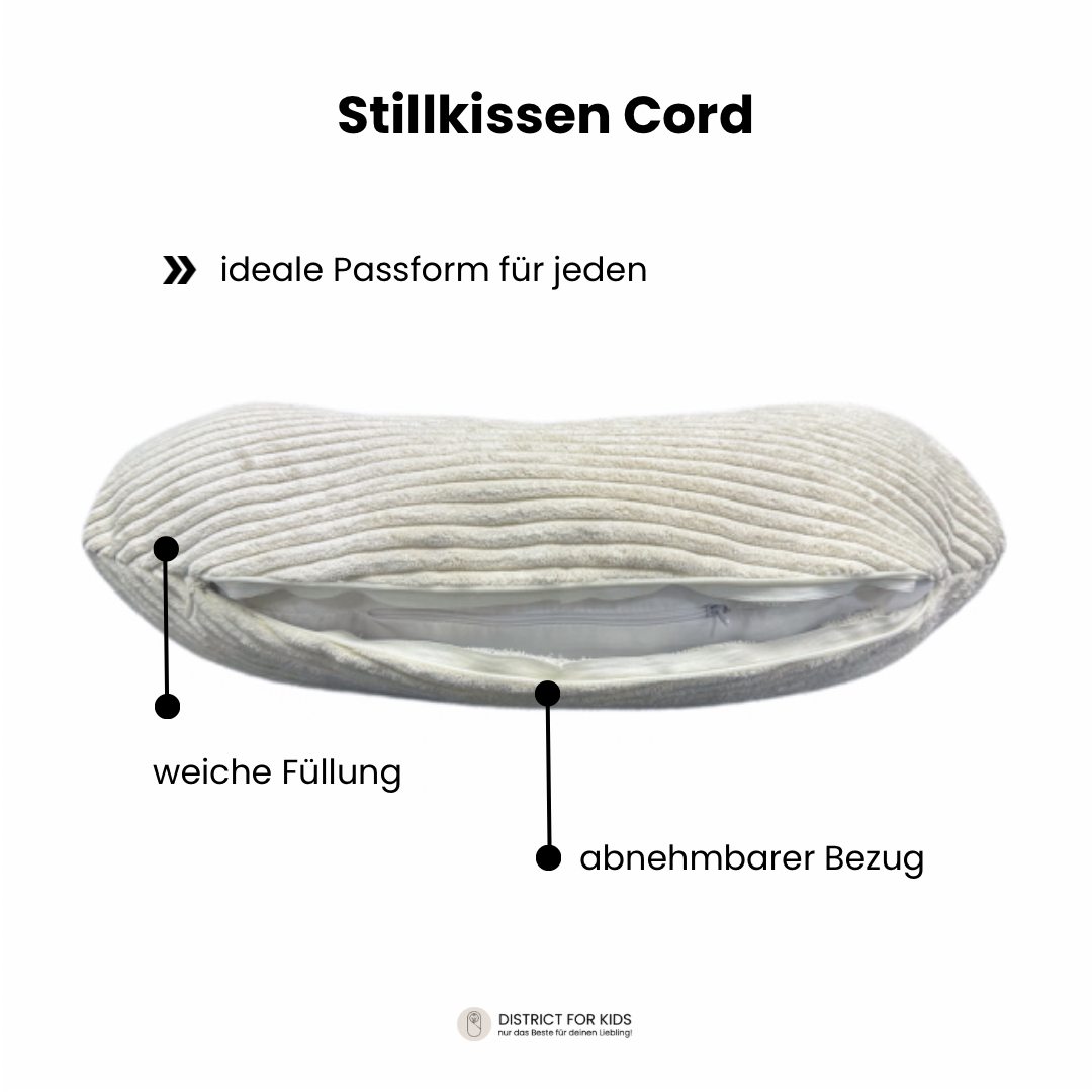 Stillkissen U-Form Cord mit abnehmbarem Bezug - ergonomisches Mondstillkissen