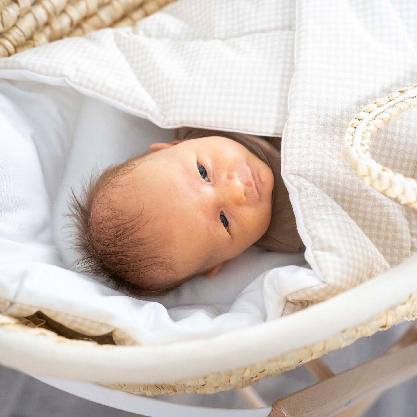 Babyhörnchen Baumwolle kariert – Puckdecke & Einschlagdecke