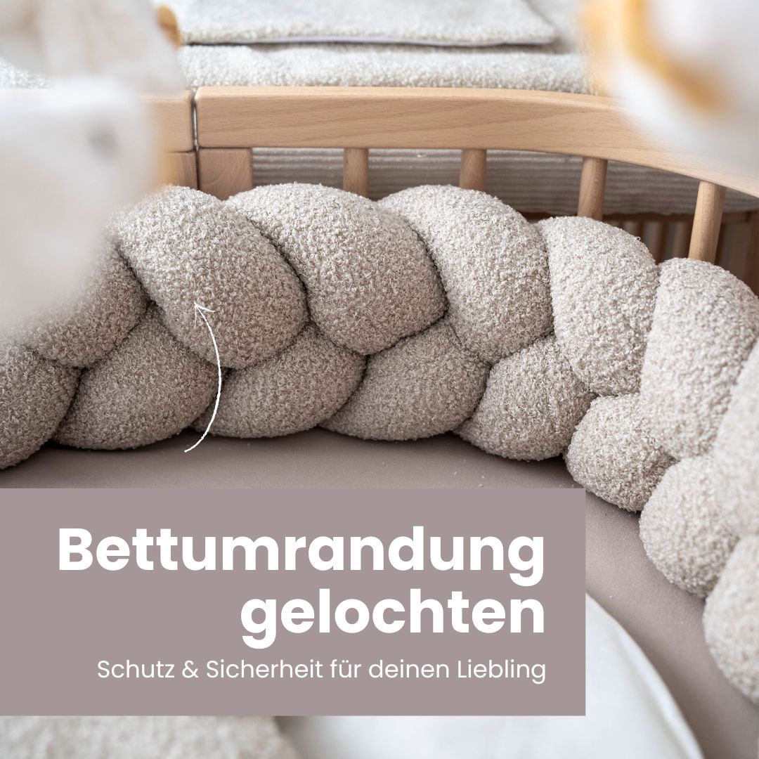 Bettschlange geflochten Teddystoff Bouclé – Kuschelige Bettumrandung