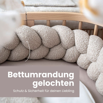 Bettschlange geflochten Teddystoff Bouclé – Kuschelige Bettumrandung