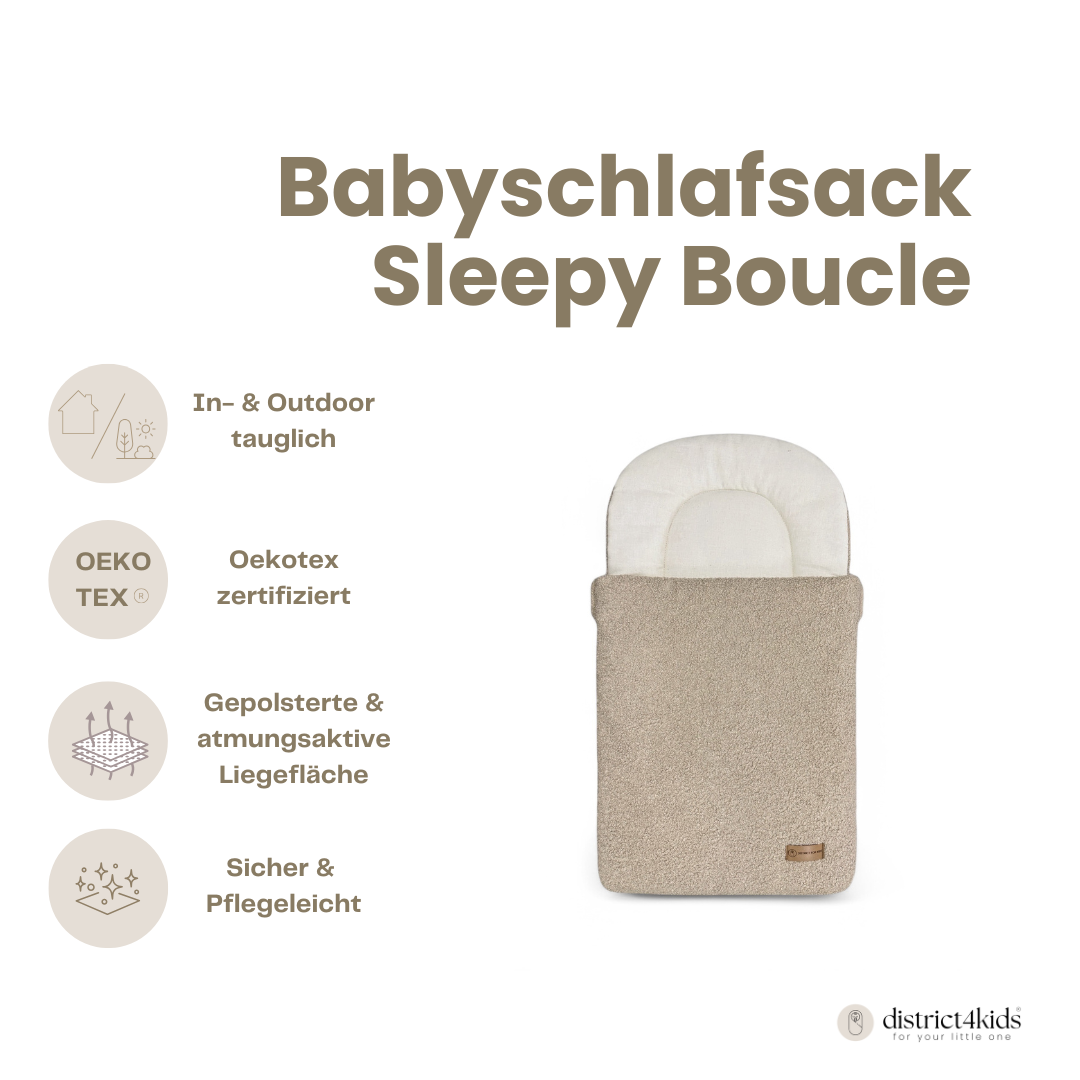 Babyschlafsack Sleepy Teddystoff Bouclé - kuscheliger Ganzjahresschlafsack