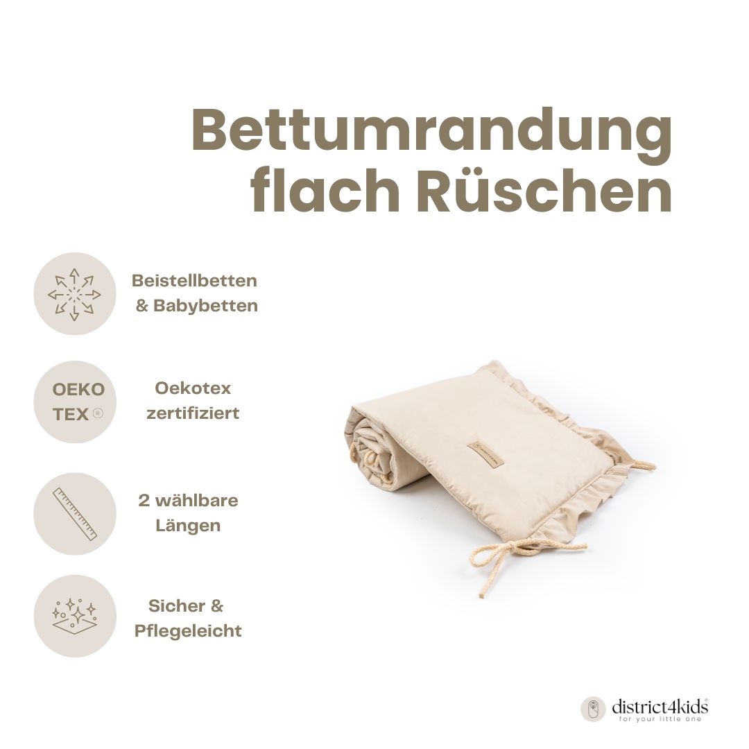 Bettumrandung Rüschen für Baby- und Beistellbetten – Hochwertig & Oeko-Tex zertifiziert