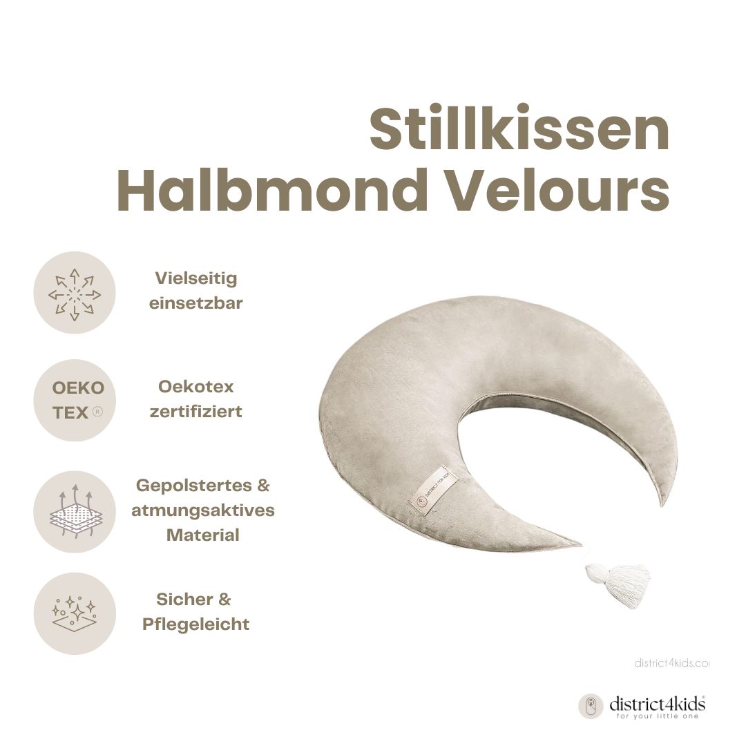 Stillkissen Halbmond Velours– Komfort, Unterstützung & vielseitige Nutzung