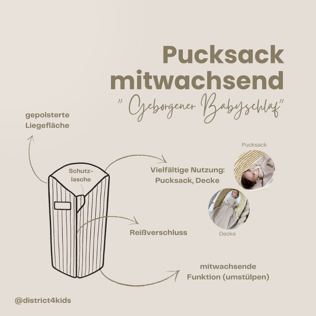 Pucksack Baumwolle kariert mitwachsend - Ganzjahresschlafsack & Einschlafhilfe