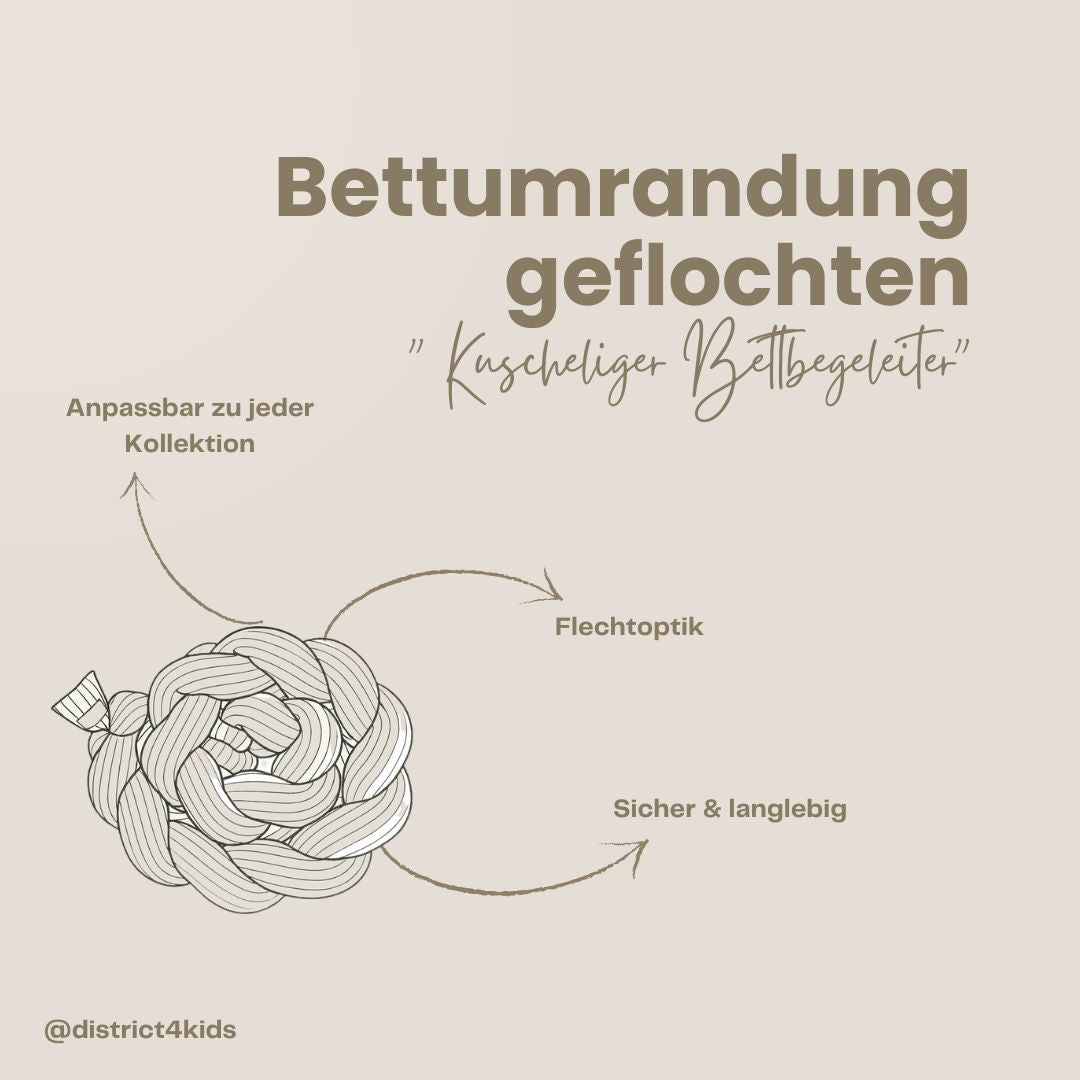 Bettschlange geflochten Teddystoff Bouclé – Kuschelige Bettumrandung