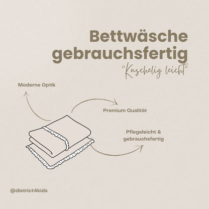 Bettwäsche gebrauchsfertig Musselin Herzen braun – Weich & Atmungsaktiv
