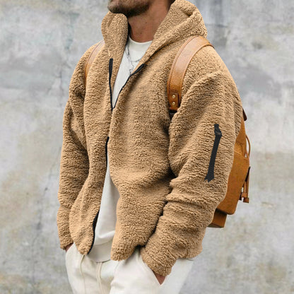 Herren Plüsch-Kapuzenjacke
