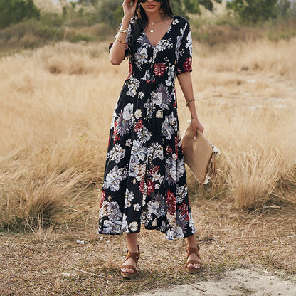 Blumen Sommer Beach Kleid