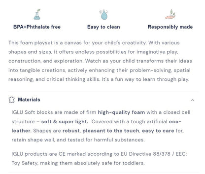 IGLU - 10-teiliges Softplay Bausteinset | Helles Pastell Kreativität