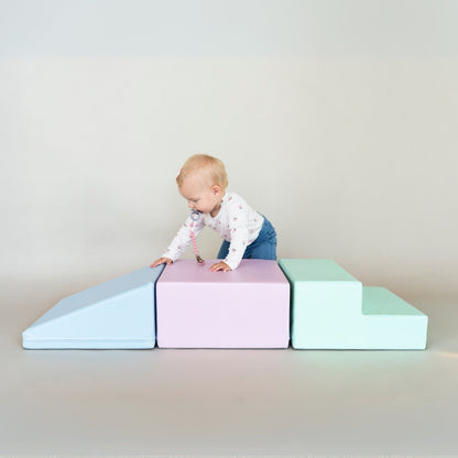 IGLU - 3-teiliges Softplay Bausteinset | Sanftes Pastell Mini Climbie