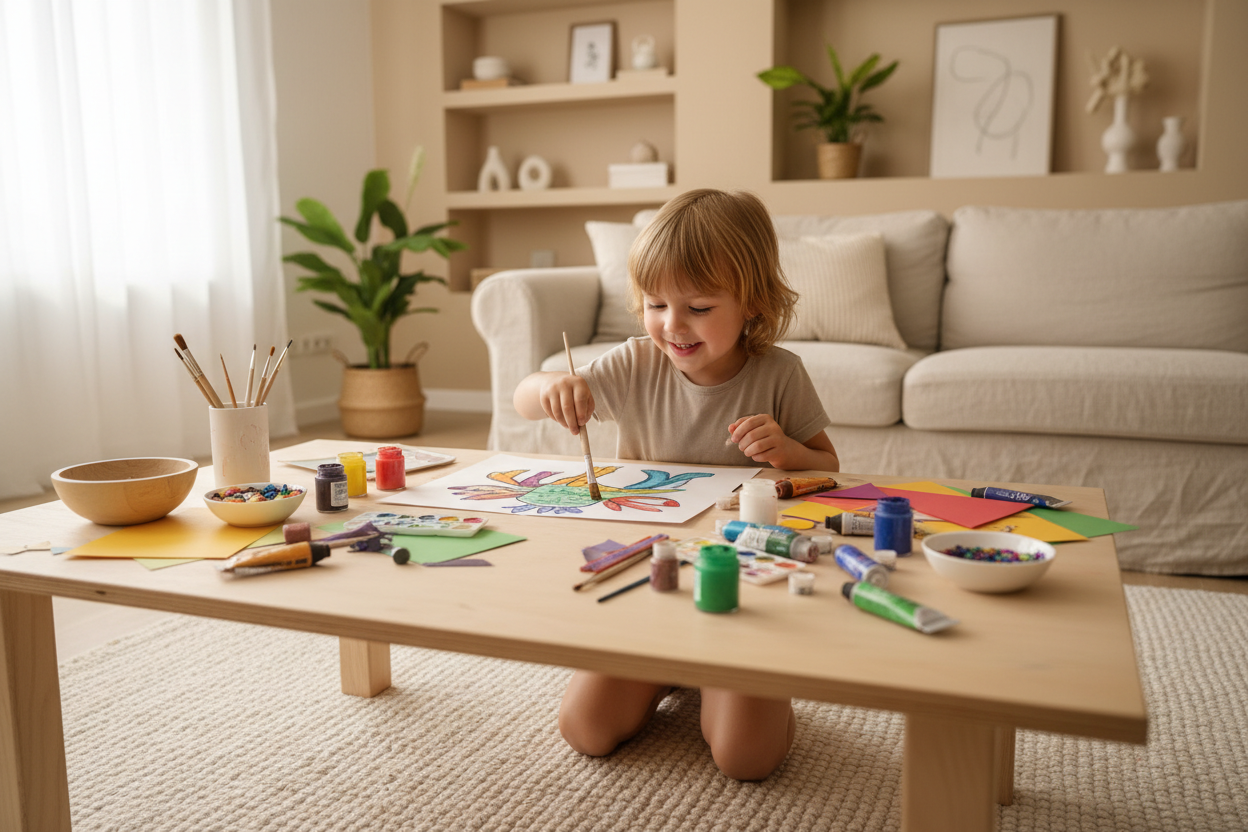 Kind beim kreativen Lernen und Malen