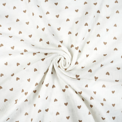 Babyhörnchen Musselin Herzen braun mit Schleife – Puckdecke & Einschlagdecke