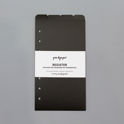 Register für Ringplaner - Tabs oben - "schwarz & transparent" - Din A5 & Personal