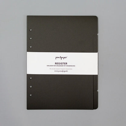 Register für Ringplaner - Tabs oben - "schwarz & transparent" - Din A5 & Personal