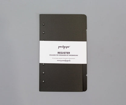 Register für Ringplaner - Tabs rechts - "schwarz" & "transparent" - Din A5 & Personal