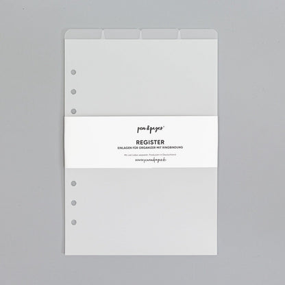 Register für Ringplaner - Tabs oben - "schwarz & transparent" - Din A5 & Personal