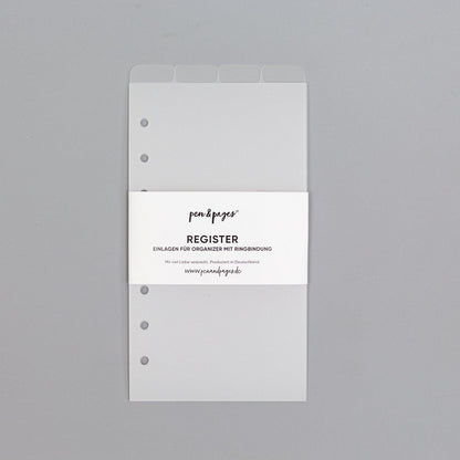 Register für Ringplaner - Tabs oben - "schwarz & transparent" - Din A5 & Personal