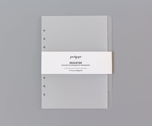 Register für Ringplaner - Tabs rechts - "schwarz" & "transparent" - Din A5 & Personal