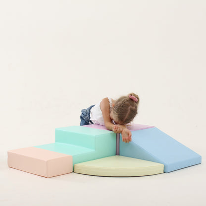 IGLU - 5-teiliges Softplay Bausteinset | Helles Pastell Eckkletterer XL