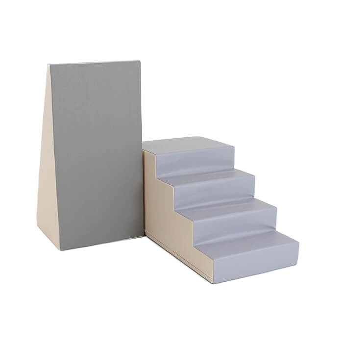 IGLU – Softplay Kletter-Set Treppe & Rutsche | Beige & Grau