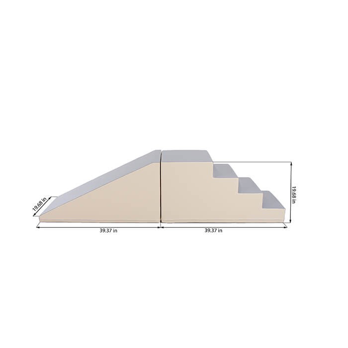 IGLU – Softplay Kletter-Set Treppe & Rutsche | Beige & Grau