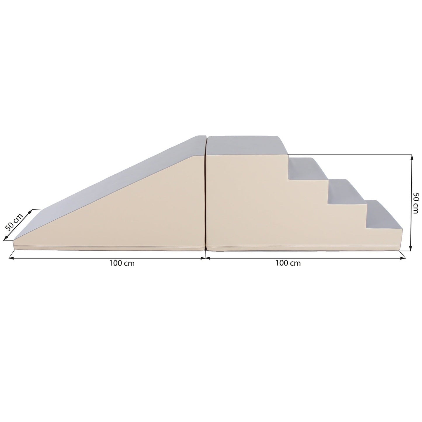 IGLU – Softplay Kletter-Set Treppe & Rutsche | Beige & Grau