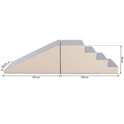 IGLU – Softplay Kletter-Set Treppe & Rutsche | Beige & Grau