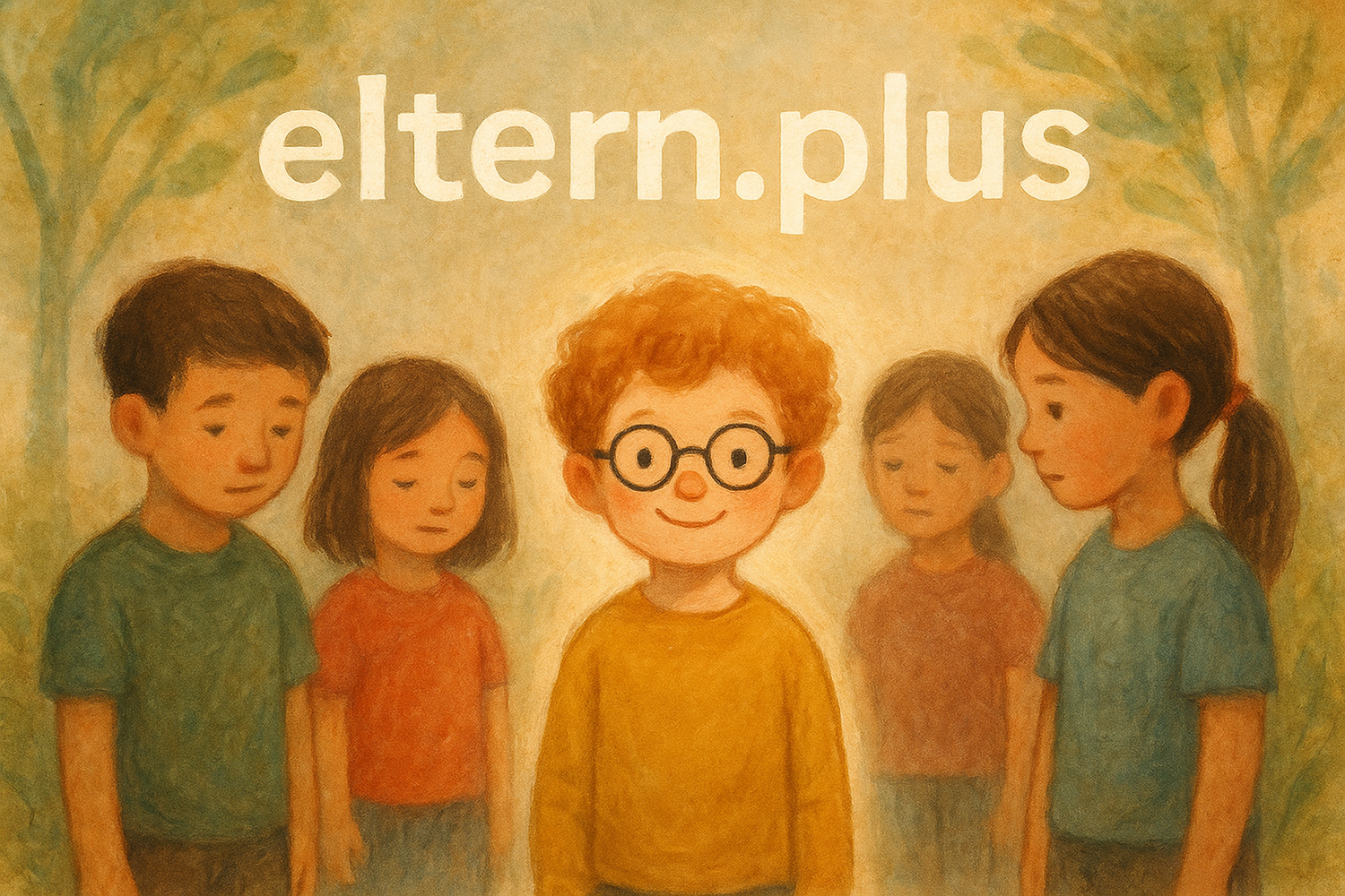 wenn kinder auffallen, gemalt, kind soll besonders dargestellt werden mit der aufschrift eltern.plus 